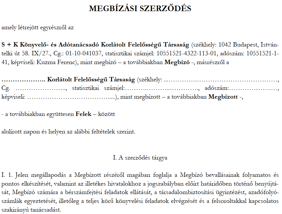 Megbízási szerződés